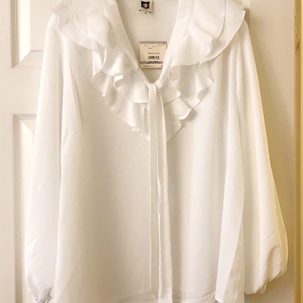 Anne Klein White Bow Blouse